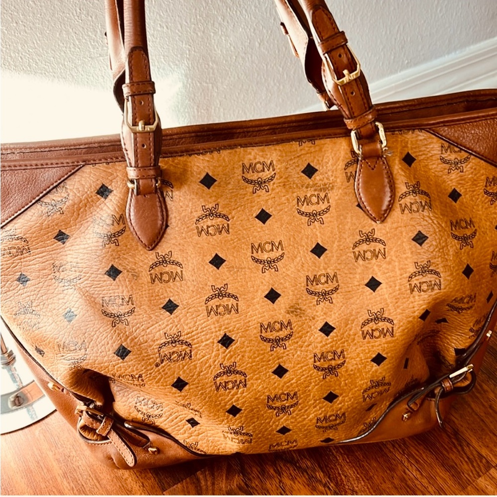 MCM Brown Logo Print Tote